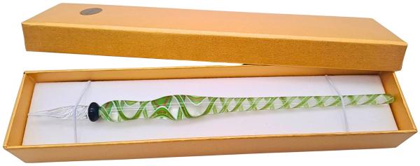 Tintenschreiber (grün-weiße Streifen + Gold)